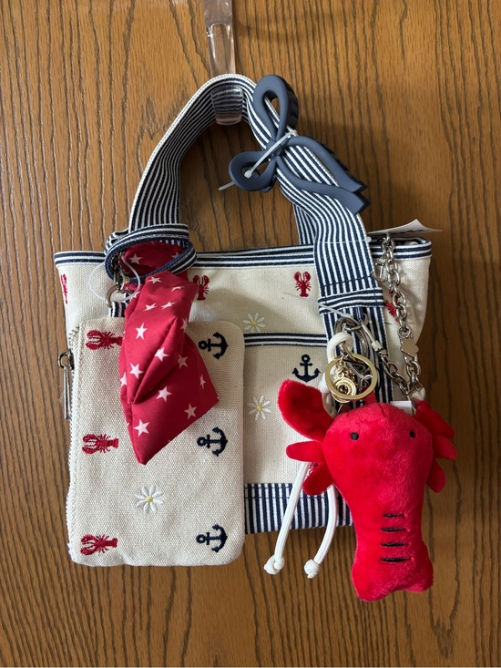 Madden Girl Handbags - Nautical Lobster 🦞 Madden Girl Canvas Handbag Purse with Red Lobster Plush Charm
